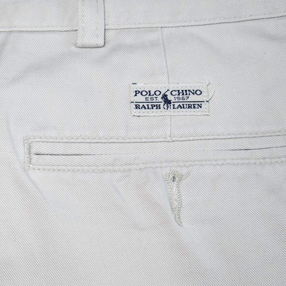 POLO RALPH LAUREN Andrew Short Mens 36 Khaki Pleated Chino Shorts Vintage Y2K - Picture 4 of 8